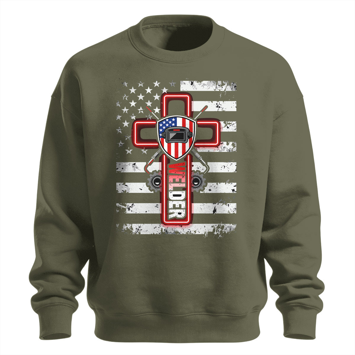 American Welder Cross & Flag Sweatshirt