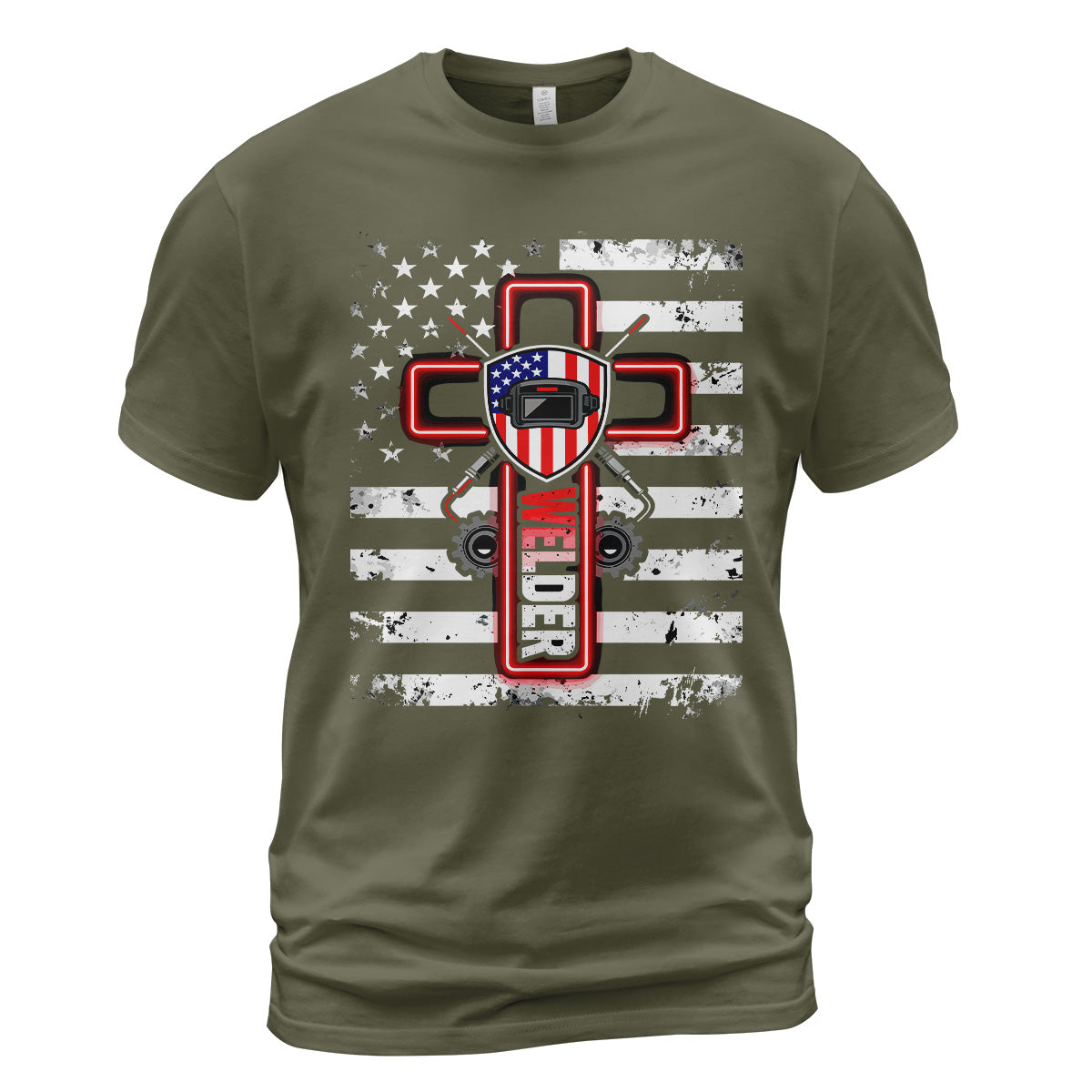 American Welder Cross & Flag T-Shirt