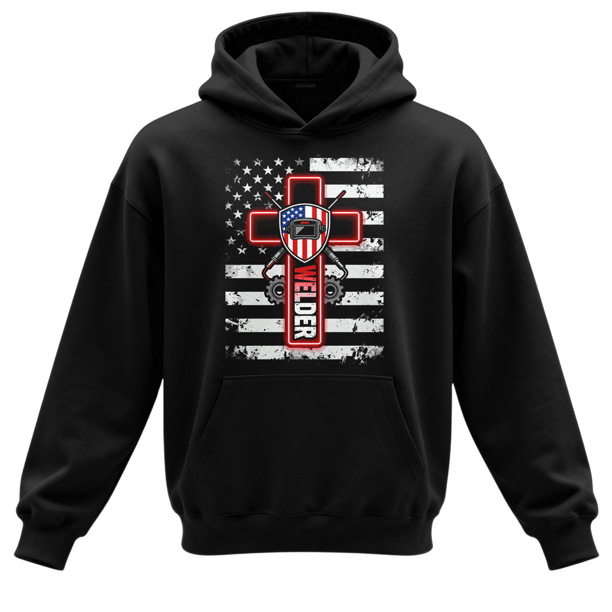 American Welder Cross & Flag Hoodie