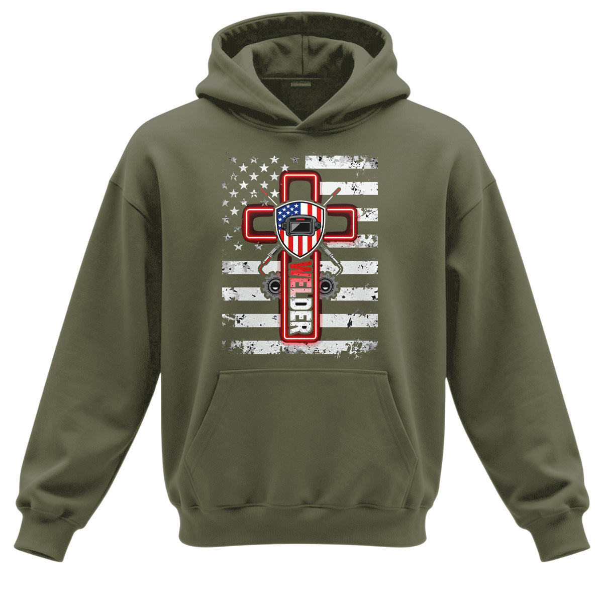 American Welder Cross & Flag Hoodie