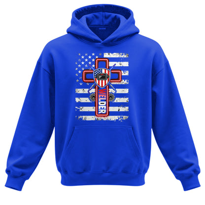 American Welder Cross & Flag Hoodie