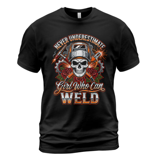 Badass Girl Welder Skull T-Shirt