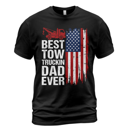 Best Tow Trucking Dad US Flag T-Shirt