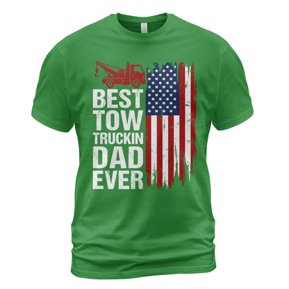 Best Tow Trucking Dad US Flag T-Shirt