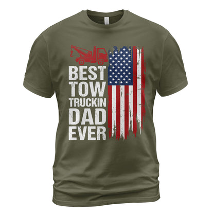 Best Tow Trucking Dad US Flag T-Shirt