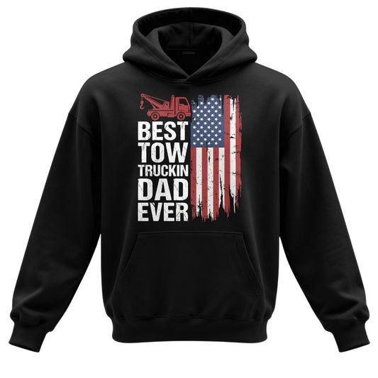 Best Tow Trucking Dad US Flag Hoodie