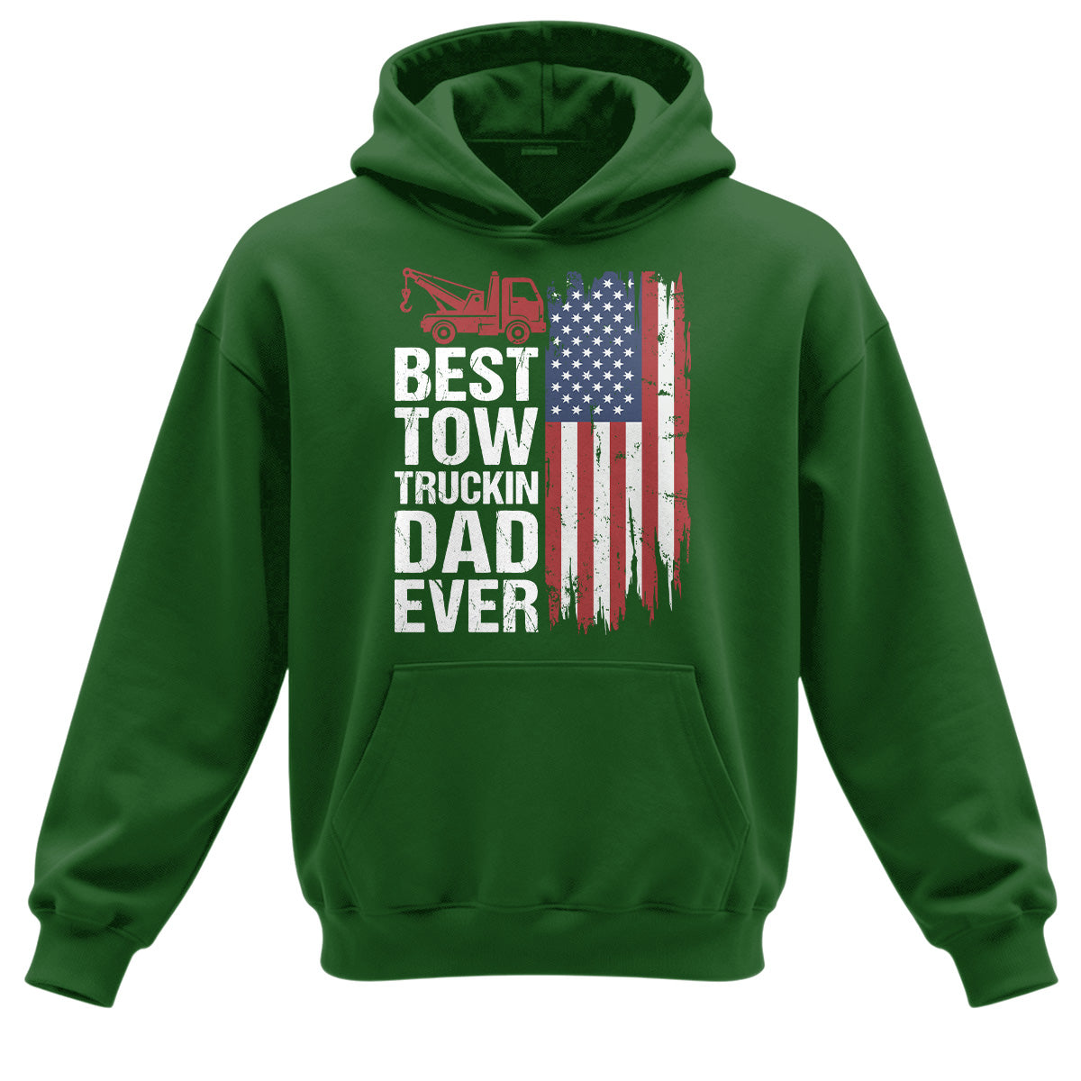 Best Tow Trucking Dad US Flag Hoodie