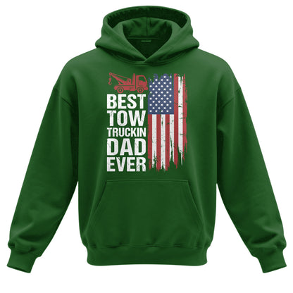 Best Tow Trucking Dad US Flag Hoodie