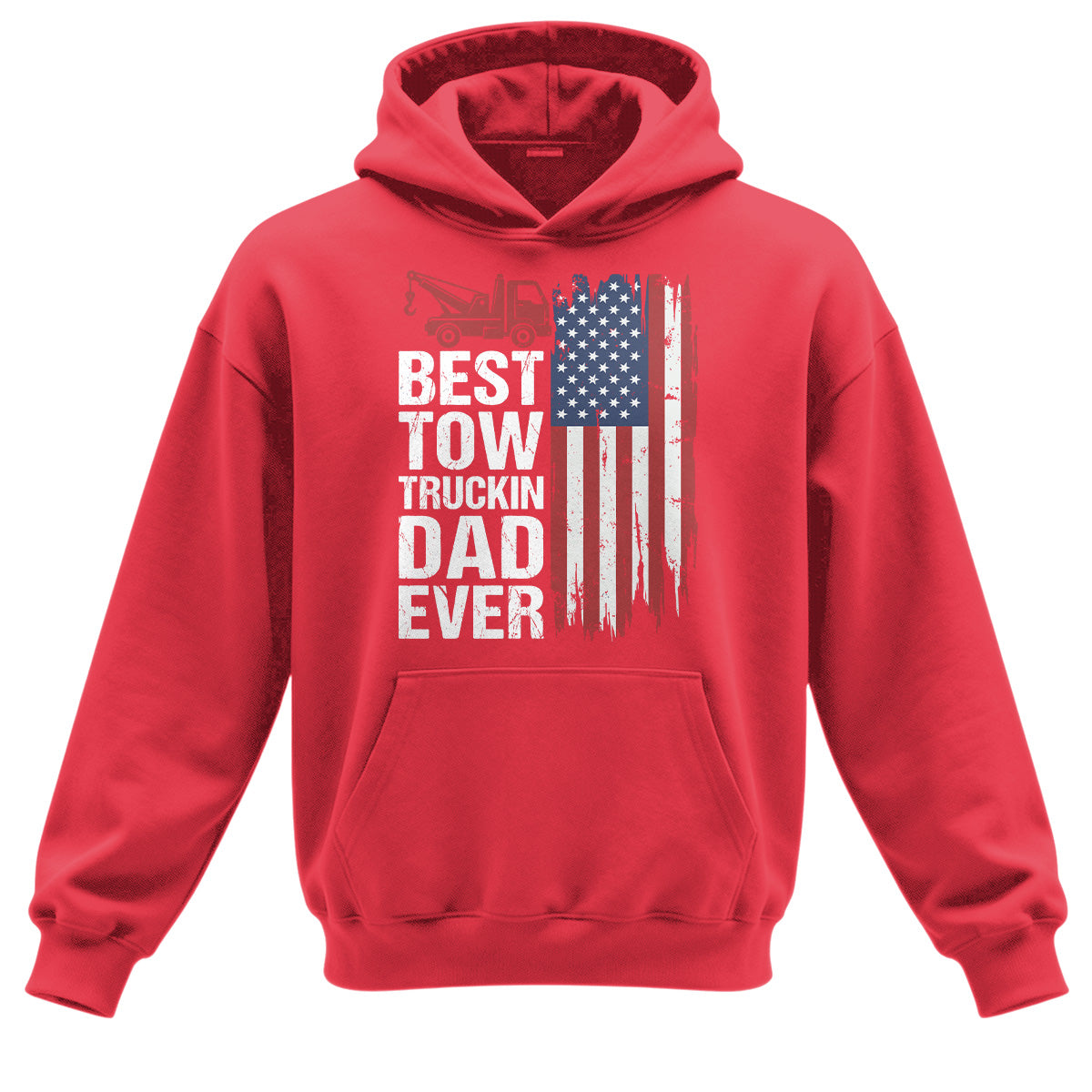 Best Tow Trucking Dad US Flag Hoodie
