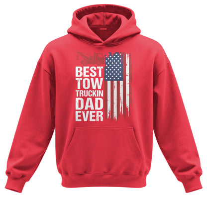 Best Tow Trucking Dad US Flag Hoodie
