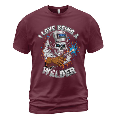 I Love Being A Welder Skull T-Shirt