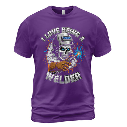 I Love Being A Welder Skull T-Shirt