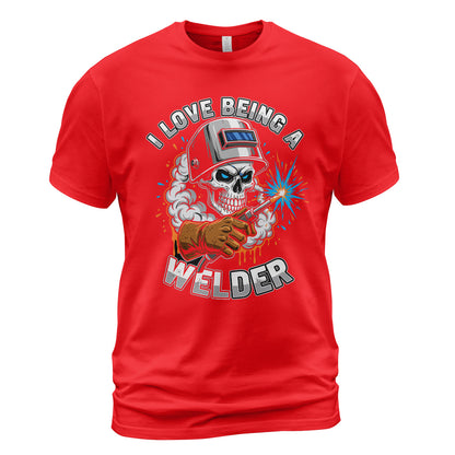 I Love Being A Welder Skull T-Shirt