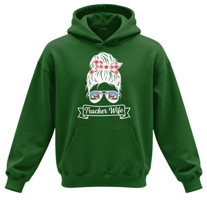 Messy Bun Trucker Wife Heavy Cotton Hoodie