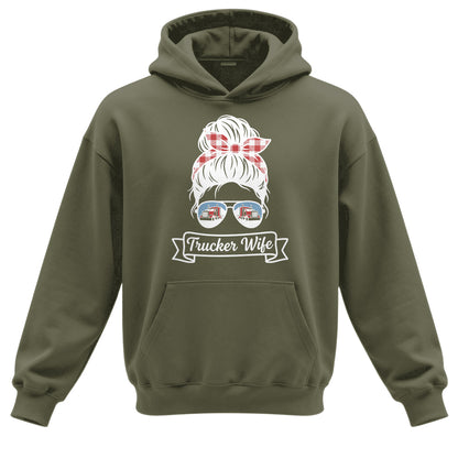 Messy Bun Trucker Wife Heavy Cotton Hoodie