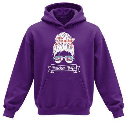 Messy Bun Trucker Wife Heavy Cotton Hoodie