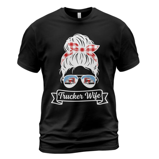 Messy Bun Trucker Wife Heavy Cotton T-Shirt