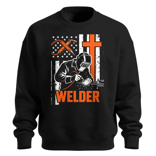Patriotic Welder Cross Sweatshirt