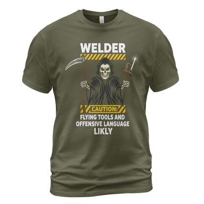 Welder Caution Flying Tools & Language T-Shirt