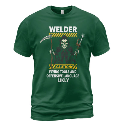 Welder Caution Flying Tools & Language T-Shirt