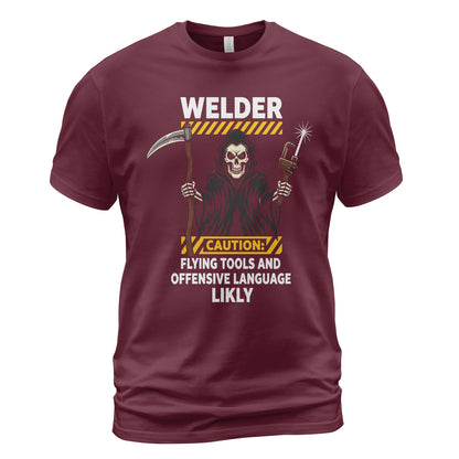 Welder Caution Flying Tools & Language T-Shirt