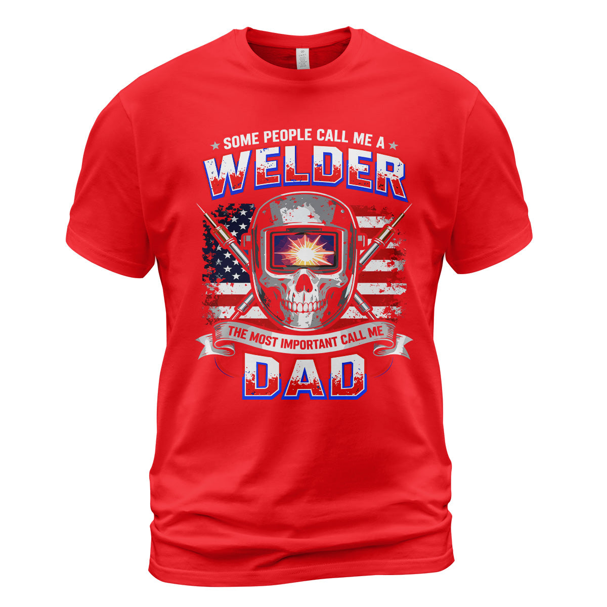 Welder Dad American Flag Skull T-Shirt