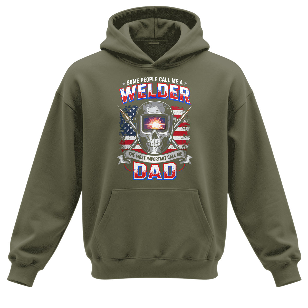 Welder Dad American Flag Hoodie