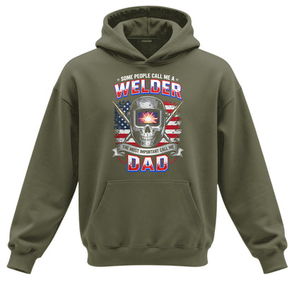 Welder Dad American Flag Hoodie