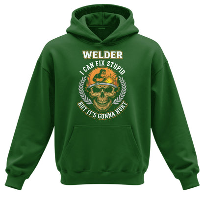 Welder I Can Fix Stupid Skull Hoodie