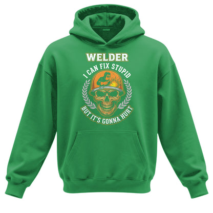 Welder I Can Fix Stupid Skull Hoodie
