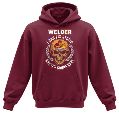 Welder I Can Fix Stupid Skull Hoodie