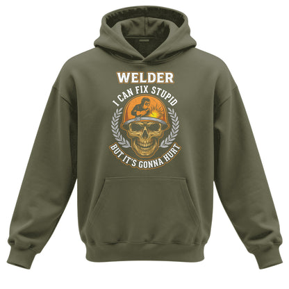Welder I Can Fix Stupid Skull Hoodie