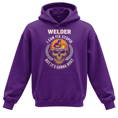 Welder I Can Fix Stupid Skull Hoodie