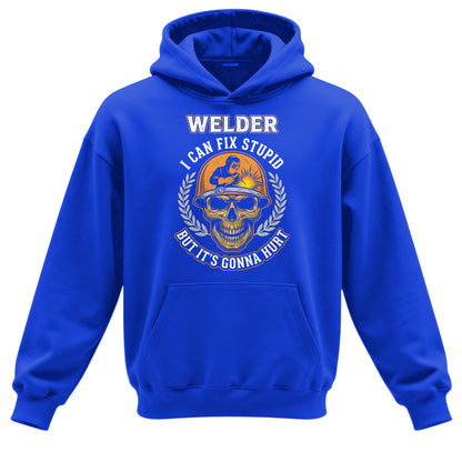 Welder I Can Fix Stupid Skull Hoodie