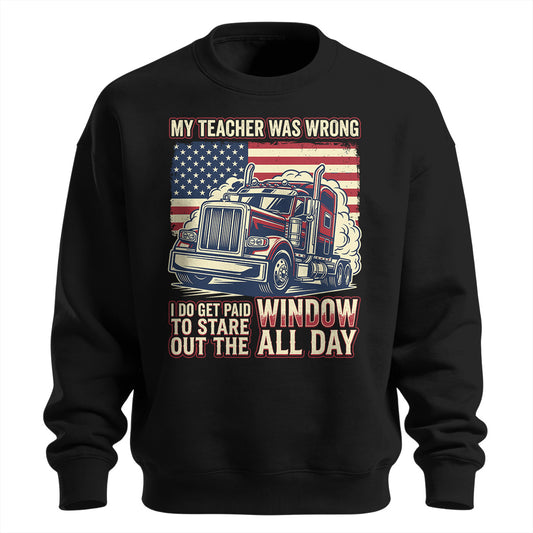 Window Staring Professional Trucker Sweatshirt