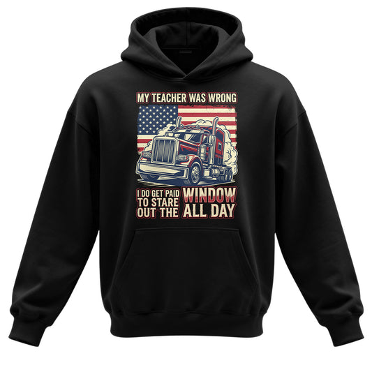 Window Staring Professional Trucker Hoodie
